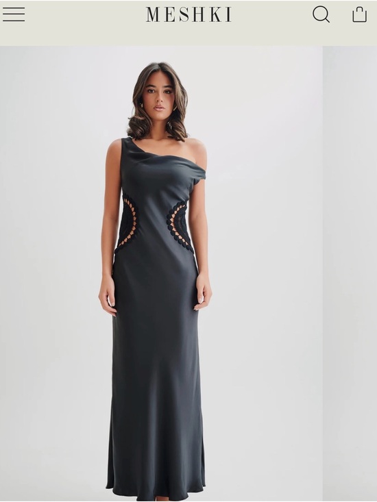 Meshki Dresses & Skirts - Meshki Black One-Shoulder Cutout Maxi Dress with Ring Detail